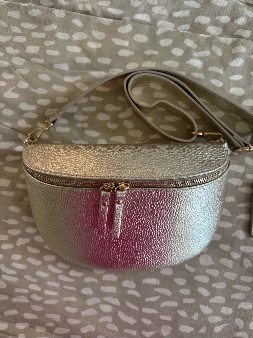 Elie Beaumont Metallic Gold Leather Large Sling Bag